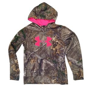 Under Armour Realtree Woodland Camo Hoodie Pink Accent Women's M